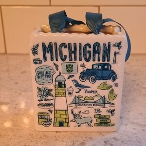 2019 Starbucks Michigan Been There Series Ceramic Bag Ornament with Blue Ribbon